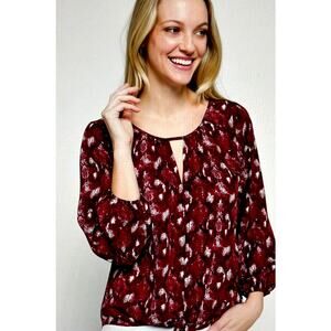 West Kei Veronica Tie Front Blouse Burgundy Snake size S